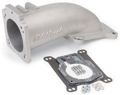 كوع سحب منخفض للغاية من Edelbrock مقاس 90 مم لجسم الخانق إلى الحافة ذات الثقب المربع، مصبوب حسب الطلب