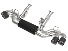 إطار aFe MACH Force-Xp مقاس 3 بوصات إلى 2-1/2 بوصة 304SS Cat-Back 2020 Chevy Corvette (C8) 6.2 لتر - طرف من ألياف الكربون