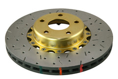 DBA 02-10 WRX / 13+ FR-S / 13+ BRZ Premium Front Drilled & Slotted Rotor 5000 Series مع غطاء ذهبي