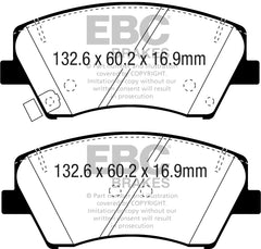 EBC 2017+ Hyundai Elantra 1.4L Turbo Greenstuff Front Brake Pads