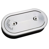 منظف الهواء من Edelbrock Pro-Flo Series بيضاوي من الفولاذ بغطاء 13.5 بوصة × 7 بوصة × 3.5 بوصة مكربن مزدوج من الكروم