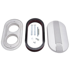 منظف هواء Edelbrock Classic Series بيضاوي من الألومنيوم مقاس 17.5 بوصة × 9.35 بوصة × 4.45 بوصة مكربن مزدوج