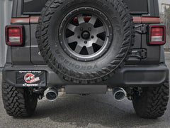 عادم خلفي من الفولاذ المقاوم للصدأ من سلسلة Rebel Series 409 من aFe لسيارة Jeep Wrangler JL 2.0L (t) موديلات 18-21 - طرف أسود