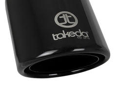 طرف عادم بمشبك من الفولاذ المقاوم للصدأ من aFe Takeda 304 مقاس 2.5 بوصة مدخل / 4 بوصة مخرج - أسود
