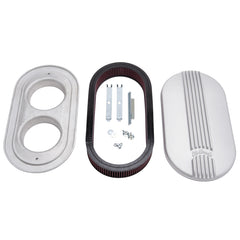 منظف هواء Edelbrock Classic Series بيضاوي من الألومنيوم مقاس 17.5 بوصة × 9.35 بوصة × 4.45 بوصة مكربن مزدوج