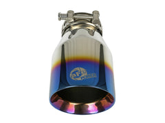أنبوب عادم aFe Mach Force XP 304 من الفولاذ المقاوم للصدأ بمشبك مقاس 2.5 بوصة ومخرج 4 بوصة - لهب أزرق