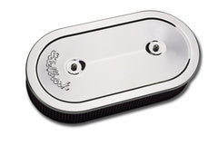 منظف الهواء من Edelbrock Pro-Flo Series بيضاوي من الفولاذ بغطاء 13.5 بوصة × 7 بوصة × 3.5 بوصة مكربن مزدوج من الكروم