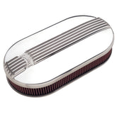 منظف الهواء Edelbrock Classic Series ذو الغطاء البيضاوي المصنوع من الألومنيوم والمكربن المزدوج المصقول