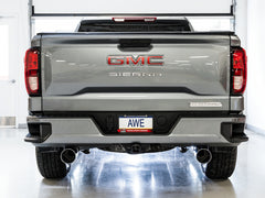 تعديل AWE للجيل الرابع من GM 1500 5.3L 0FG Catback Split Rear Exit (Flat Bumper) - أطراف كروم رباعية