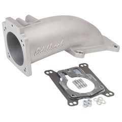 كوع سحب منخفض للغاية من Edelbrock مقاس 90 مم لجسم الخانق إلى الحافة ذات الثقب المربع، مصبوب حسب الطلب