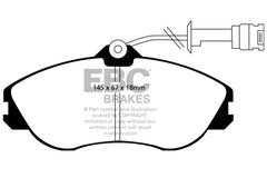وسادات الفرامل الأمامية من Redstuff لسيارة Audi 100 Quattro 2.3 (Girling) موديل EBC 91-92