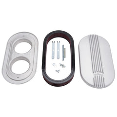 منظف هواء Edelbrock Classic Series بيضاوي من الألومنيوم مقاس 17.5 بوصة × 9.35 بوصة × 4.45 بوصة مكربن مزدوج