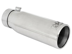 aFe MACH Force-XP 304 SS Sing Wall Pol Exh Tip Univ Exit مدخل 3 بوصة × مخرج 4 بوصة × طول 12 بوصة - مشبك