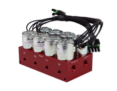 صمام الهواء الأحمر الكبير رباعي الاتجاهات من Ridetech لا يتضمن التركيبات