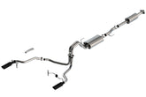 بورلا F-150 2021 3.3L CC SB EC STB XL/XLT/Lariat/KR/Plnm/LTD 3/2.25 SRE Cat-Back S-Type BLK CHR Tips