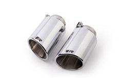 Remus Stainless Steel 102mm Angled Rolled Edge Chrome w/Adj Clamp Tail Pipe Set (Pair)