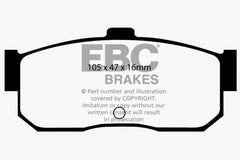 وسادات الفرامل الخلفية Greenstuff لسيارة Infiniti G20 2.0 موديلات EBC 91-97