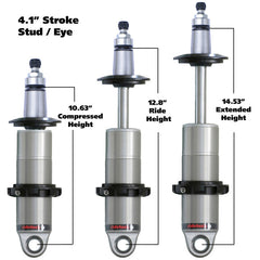 ممتص صدمات Ridetech HQ Series CoilOver بمسافة 4.1 بوصة وحوامل محمل علوية/سفلية 2.5 بوصة و10.5 بوصة/14.6 بوصة