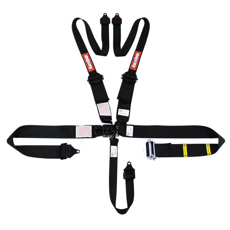 حزام RaceQuip L &amp; L 5pt Ratchet HNR أسود اللون