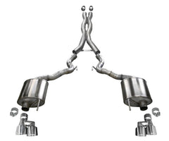 فورد موستانج GT كابريوليه موديل 18-20 بدون صمامات نشطة، كات باك رياضي مع أطراف مصقولة مقاس 4 بوصات