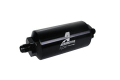 فلتر خطي AeroMotive - (AN-6 ذكر) عنصر شبكي من الفولاذ المقاوم للصدأ مقاس 40 ميكرون بلمسة نهائية سوداء لامعة