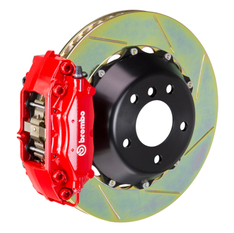 بريمبو 02-05 السلسلة 7 (حتى 3/5 Prod) Rr GT BBK 4Pist Cast 2pc 345x28 2pc Rotor Slot Type1-Red