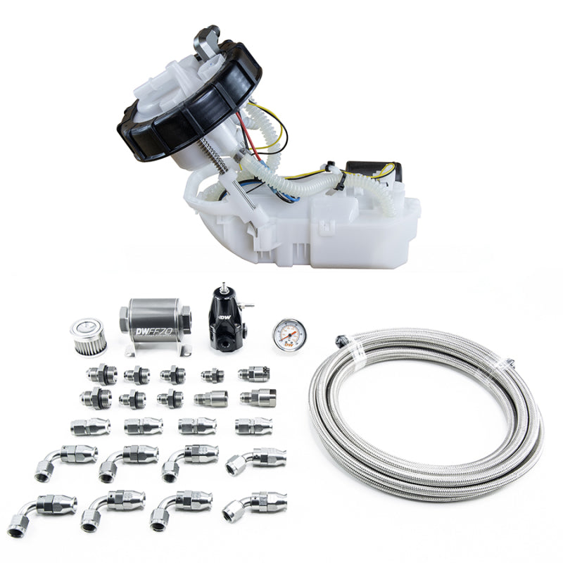 وحدة مضخة DeatschWerks 01-05 Honda Civic/02-06 Acura RSX DW400 ومجموعة الإرجاع مع خطوط وقود PTFE