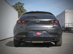 عادم خلفي للمحور مصنوع من مادة 304 SS مقاس 3 إلى 2-1/2 بوصة لسيارة Mazda 3 L4 2.5L من طراز aFe 19-22 مع طرف من ألياف الكربون