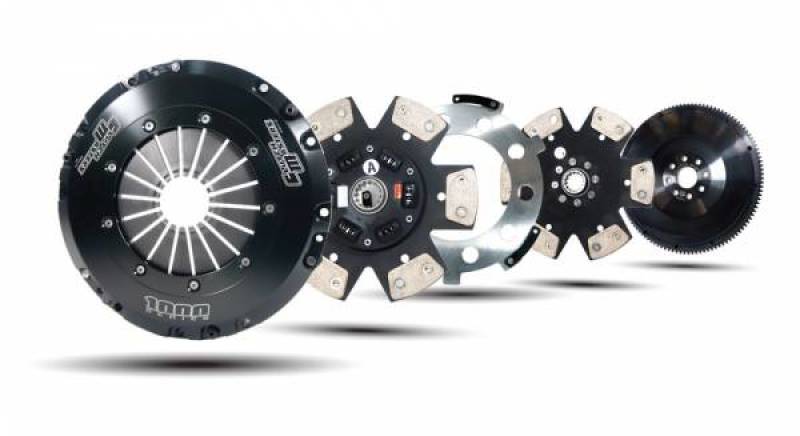 مجموعة قابض Clutch Masters 2023 Toyota Supra MK5 3.0L Turbo 6-Speed ​​FX1000 Twin Disc Clutch Kit مع دولاب الموازنة المصنوع من الألومنيوم