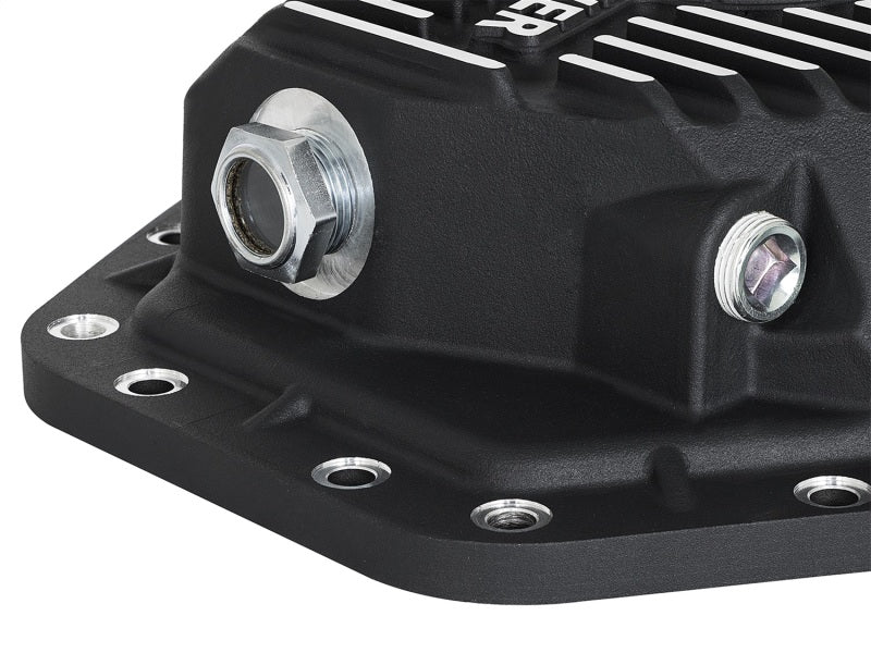 غطاء تفاضلي خلفي من سلسلة aFe Power Pro باللون الأسود مع زعانف ميكانيكية لشاحنات Ford Diesel V8-6.7L موديلات 17-19