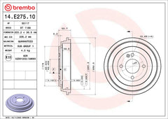 Brembo OE 13-22 Hyundai Accent/18-20 Kia Rio Friction Brake Drum