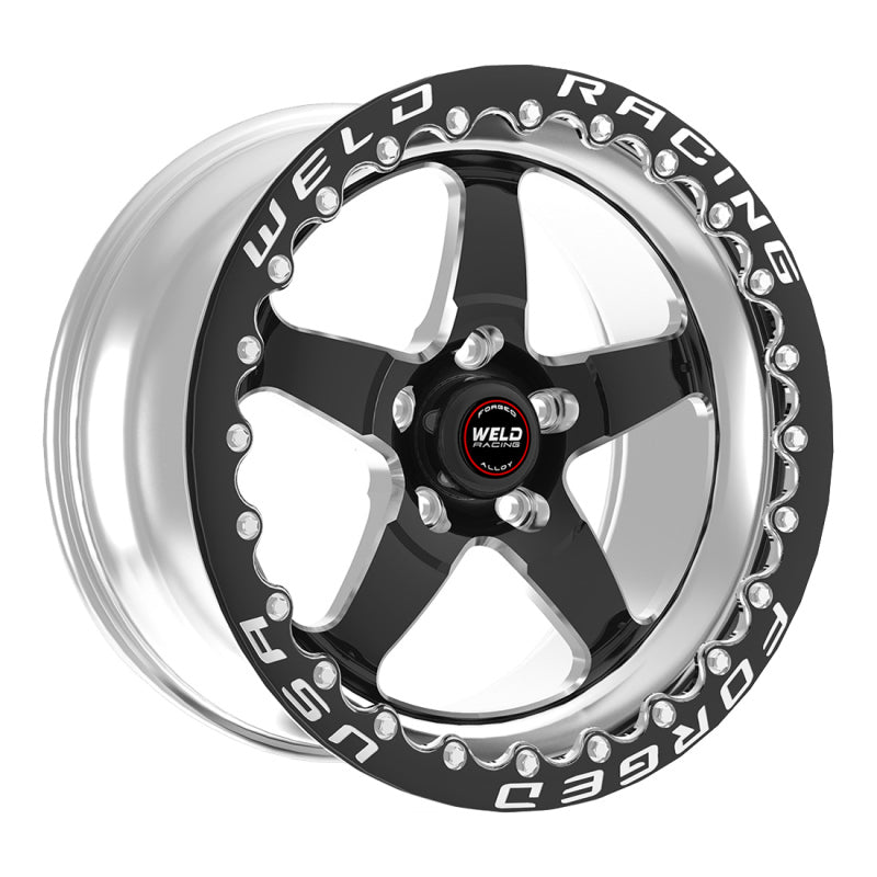 عجلة Weld S71 مقاس 15x11.33 / 5x4.75 BP / 7.5 بوصة BS سوداء (وسادة متوسطة) - قفل حبة واحدة أسود MT