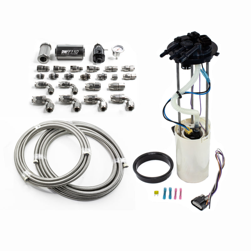 وحدة مضخة DW400 من DeatschWerks CM Truck 1999-2004 مع خطوط وقود PTFE