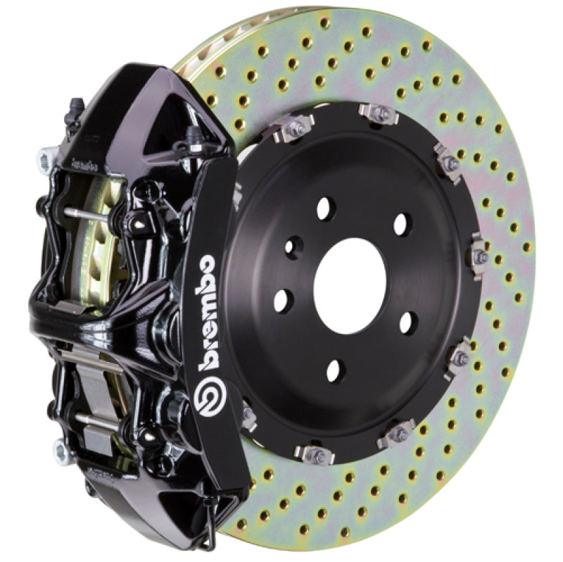 Brembo 09-16 Genesis Coupe 2.0T/3.8 أمامي GT BBK 6 مكابس مصبوبة 365x34 2 قطعة دوار مثقوب - أسود