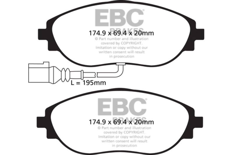 وسادات الفرامل الأمامية EBC 14-20 Audi S3 2.0 Turbo Redstuff