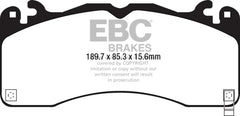 وسادات الفرامل الأمامية من Redstuff لسيارة Ford Mustang 5.0 Performance Pkg EBC 15+