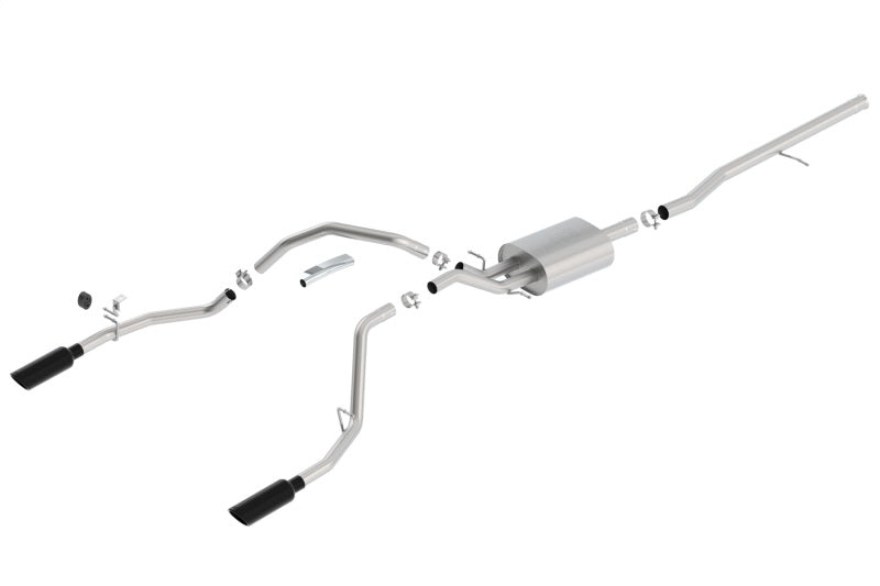بورلا 14 سييرا 1500 C/B S-Type Exh/2.75in Into Dual 2.25in Out 4in Split Rear Exit-Black Chrome