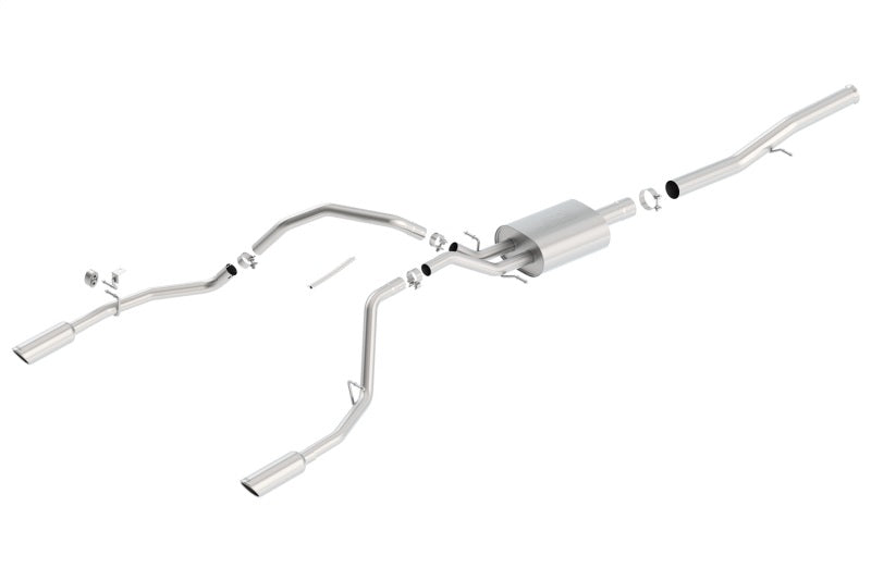 عادم خلفي قصير مقاس 143.5 بوصة من Borla 14 Silv/Sierra 1500 EC Std/CC WB Touring Single Split Exit Cat-Back