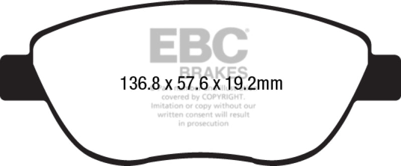 وسادات الفرامل الأمامية Greenstuff لسيارة فيات 500 توربو 1.4 لتر EBC 2014+ Abarth