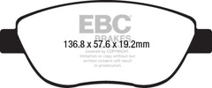وسادات فرامل أمامية من السيراميك منخفضة الغبار لسيارة فيات 500 EBC 14-17 Redstuff