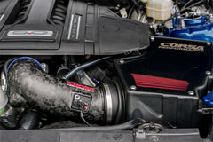 مدخل هواء من ألياف الكربون المزورة لسيارة فورد موستانج GT 5.0 لتر V8 موديل 18-23 كورسا مع تقنية DryTech 3D بدون زيت