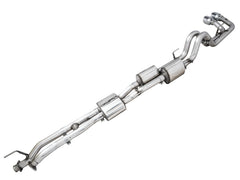 عادم AWE 16-22 Toyota Tacoma 0FG Catback مع BashGuard - أطراف مزدوجة من الكروم الفضي