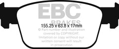وسادات الفرامل الأمامية من Redstuff لسيارة Audi A4 2.0L Turbo (B9) EBC 2017+