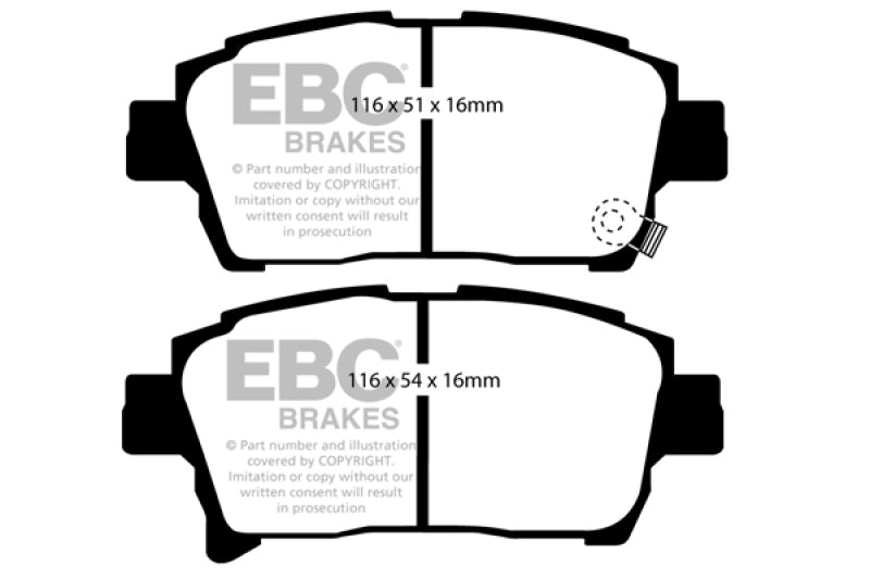 وسادات الفرامل الأمامية من Yellowstuff لسيارة Scion XA 1.5 EBC 03-07