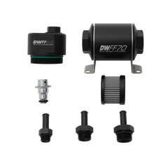 DeatschWerks DWFFR-X 70mm Billet Fuel Filter Regulator - 10 Micron with 3/8in Fittings