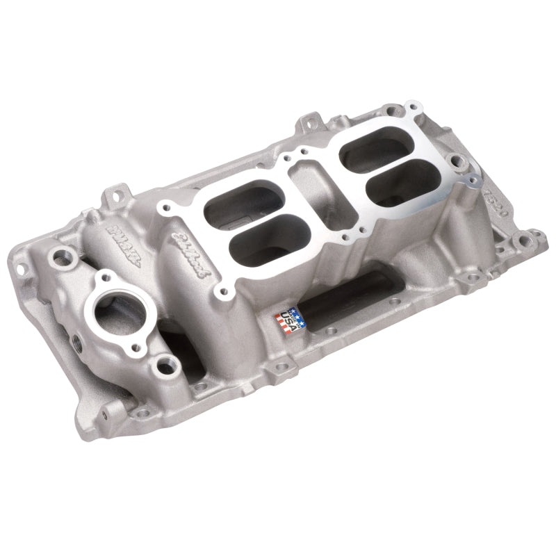 فتحة هواء مزدوجة رباعية الدورات في الدقيقة من Edelbrock Manifold BB Chevy Oval Port