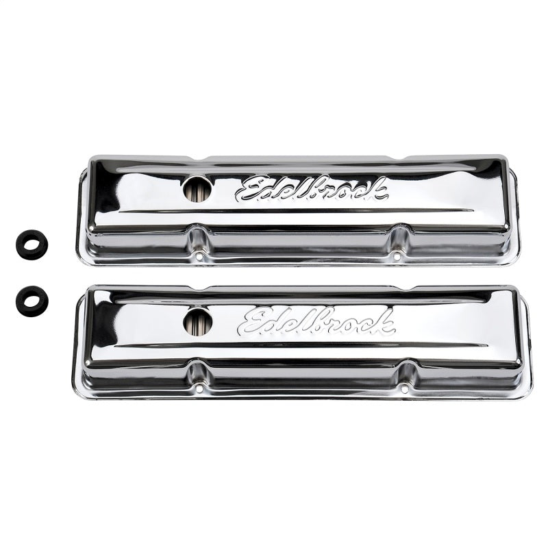 غطاء صمام Edelbrock Signature Series Chevrolet 1959-1986 262-400 CI V8 Low Chrome