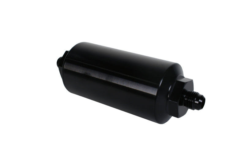 فلتر خطي AeroMotive - (AN-6 ذكر) عنصر شبكي من الفولاذ المقاوم للصدأ مقاس 40 ميكرون بلمسة نهائية سوداء لامعة