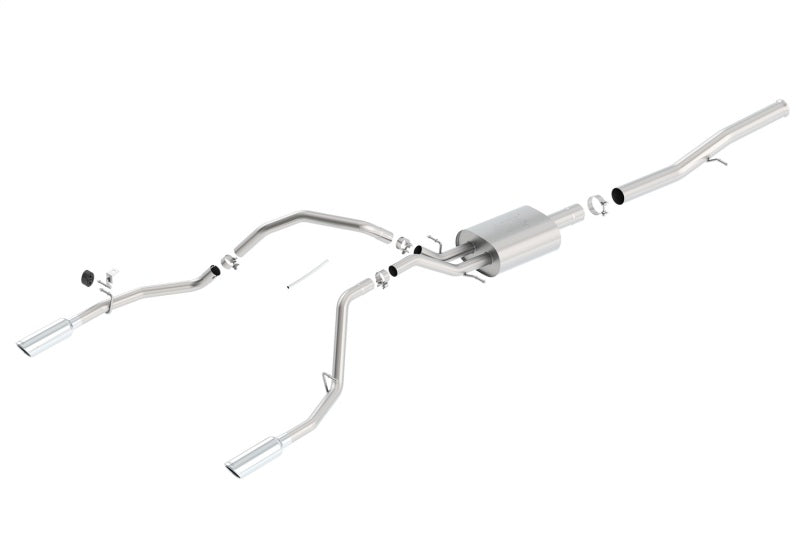 عادم خلفي من نوع Cat-Back من Borla 14 Silv/Sierra 1500 EC Std/CC قصير مقاس 143.5 بوصة WB ATAK مقسم فردي