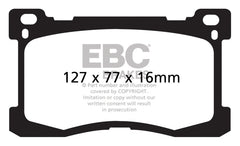 وسادات الفرامل الأمامية EBC 12+ Hyundai Equus 5.0 Redstuff
